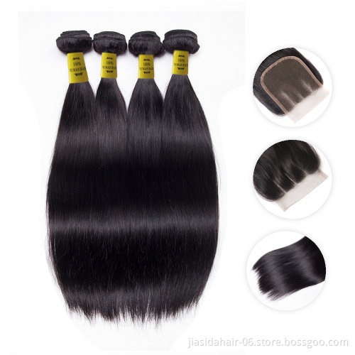 Top Lace with Baby Hair 3+1 Mink Brazilian Natural Straight Wavy Raw Virgin Cuticle Aligned Hair Bundles With Closure